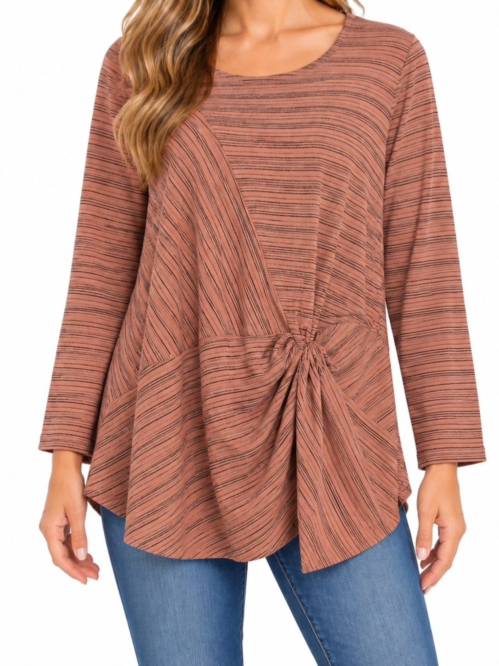 CJ Banks Striped Knot-Front Top - NWT